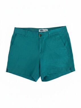 Teal Lightweight Mid-Rise Linen Shorts